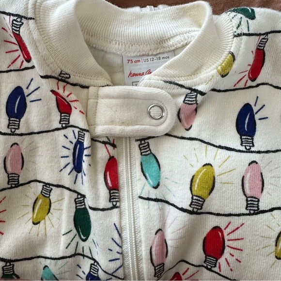 HANNA ANDERSSON Christmas Lights Organic Cotton One Piece Zippy Pajama 6-12 NWOT - Picture 1 of 6